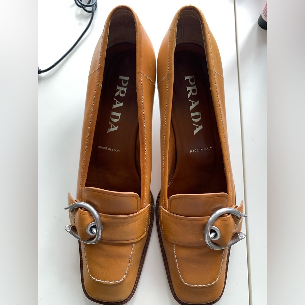 Prada women mustard loafer